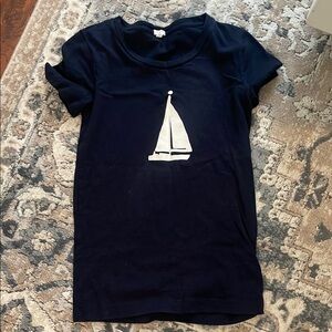 J. Crew Factory Blue and White Short Sleeve Tee Nautical Design